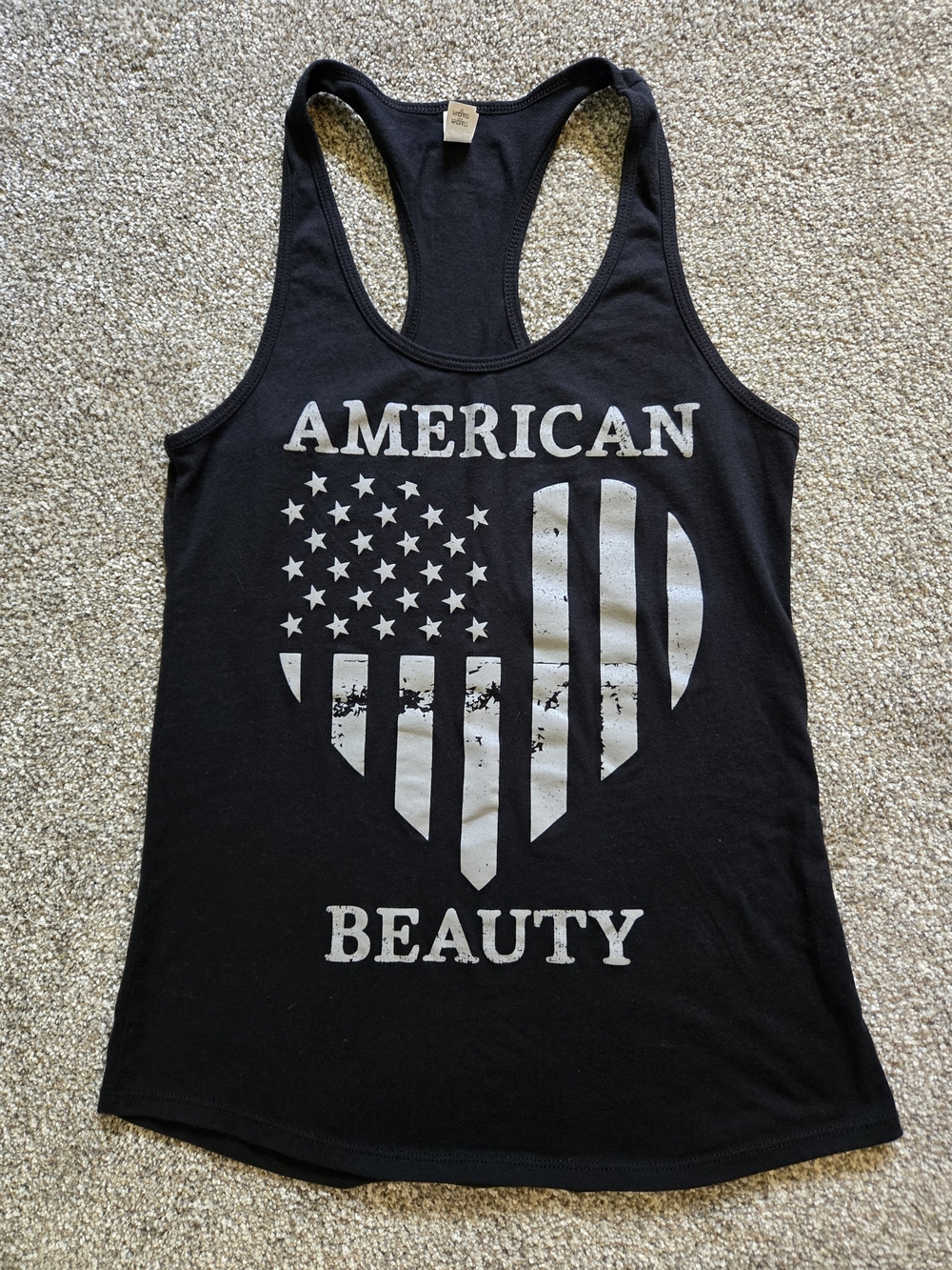 American Beauty Black Graphic Racerback Tank